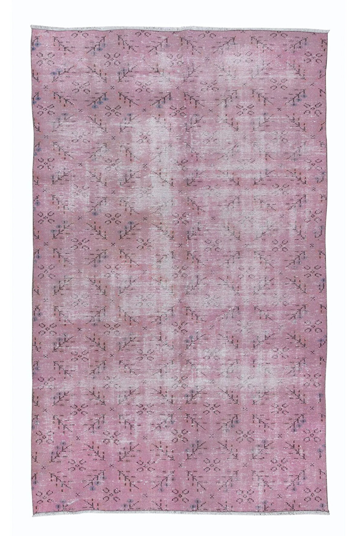 162x257 cm, Yenilenmiş Pembe El Yapımı Halı, Modern Yün ve Pamuktan Yapılmış Eski Halı