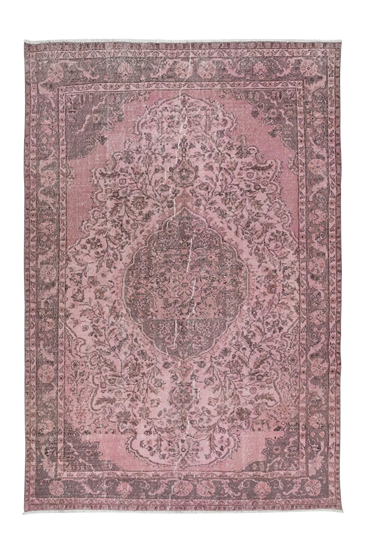 210x308 cm, El Düğümlü Pembe Halı, Dekoratif El Dokuması Yün ve Pamuktan Yapılmış Alan Halısı