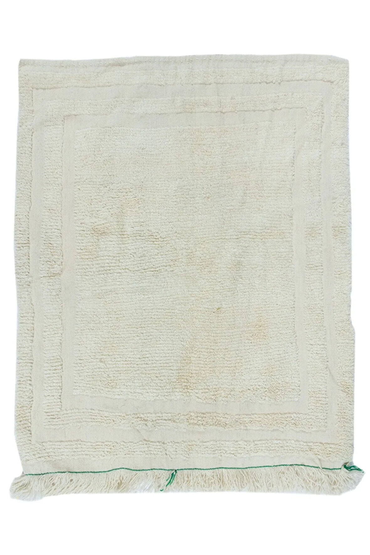 100x122 cm Doğal Boyasız Bej Yünden Minimalist Eski El Yapımı Anadolu Küçük Tülü Halı