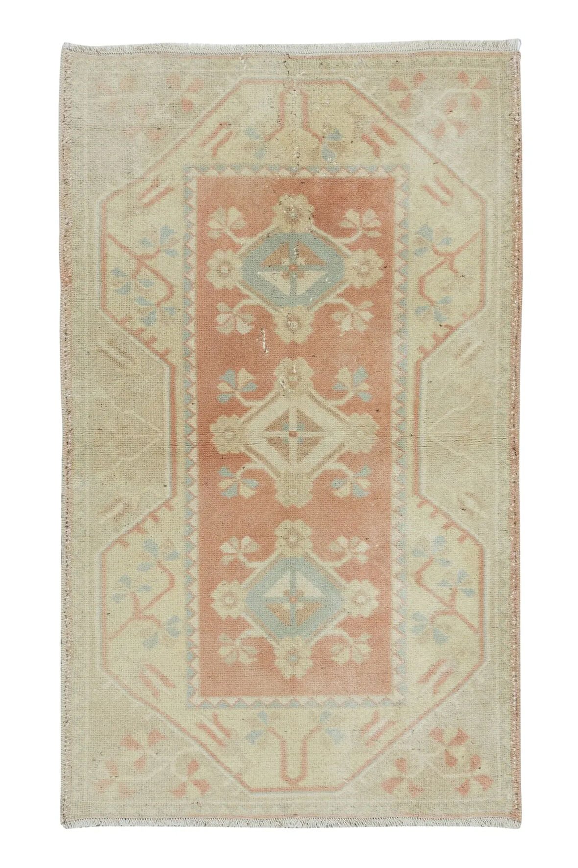 78x125 cm Solmuş El Düğümlü Muğla Milas Halısı, Eski Güneşte Soldurulmuş Halı