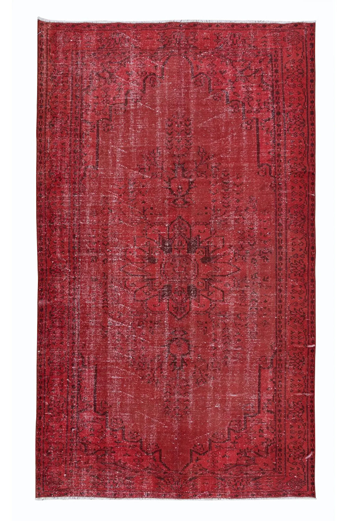 152x250 cm, Kırmızı Oturma Odası Halısı, Yenilenmiş Türk Halısı, El Düğümlü Alan Halısı