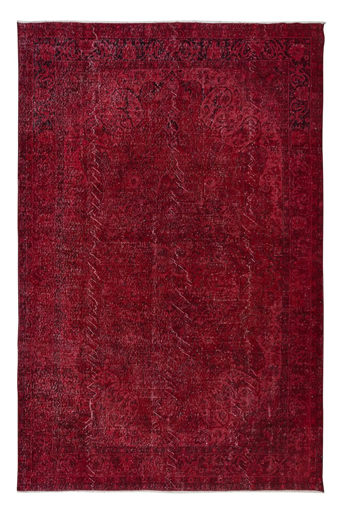210x316 cm, Çağdaş El Düğümlü Halı, Kırmızı El Dokuması Yün ve Pamuktan Yapılmış Alan Halısı
