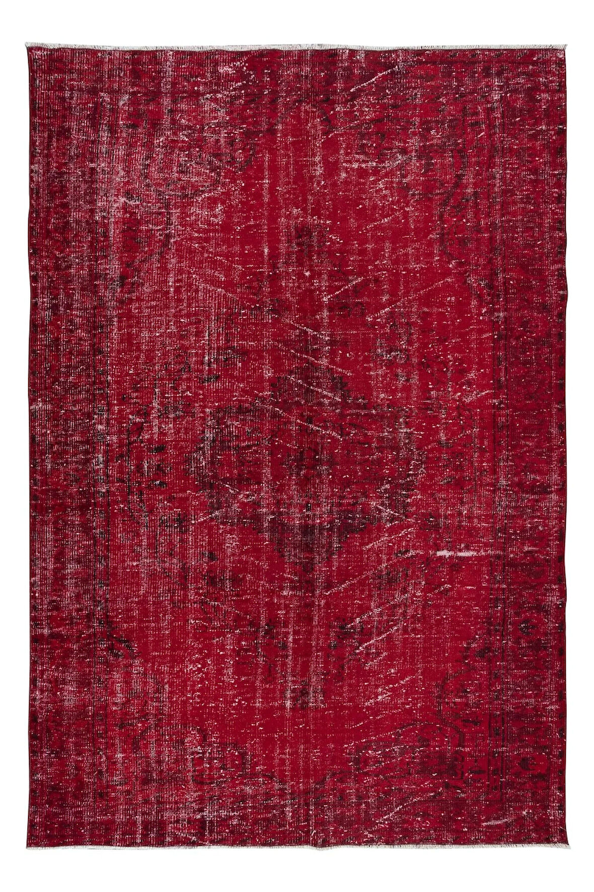 188x280 cm, Geleneksel El Dokuması Kırmızı Halı, Anadolu'dan Yünlü Halı, Modern Alan Halısı