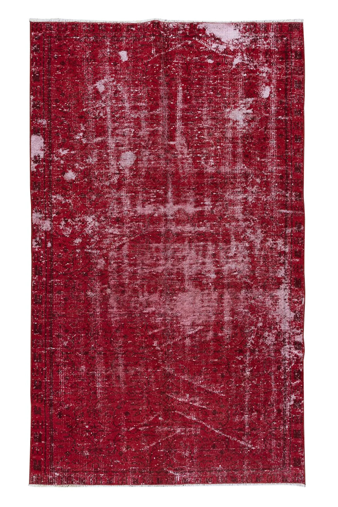 140x234 cm, El Dokuması Halı, Kırmızı Modern Halı, El Yapımı Yünlü Halı