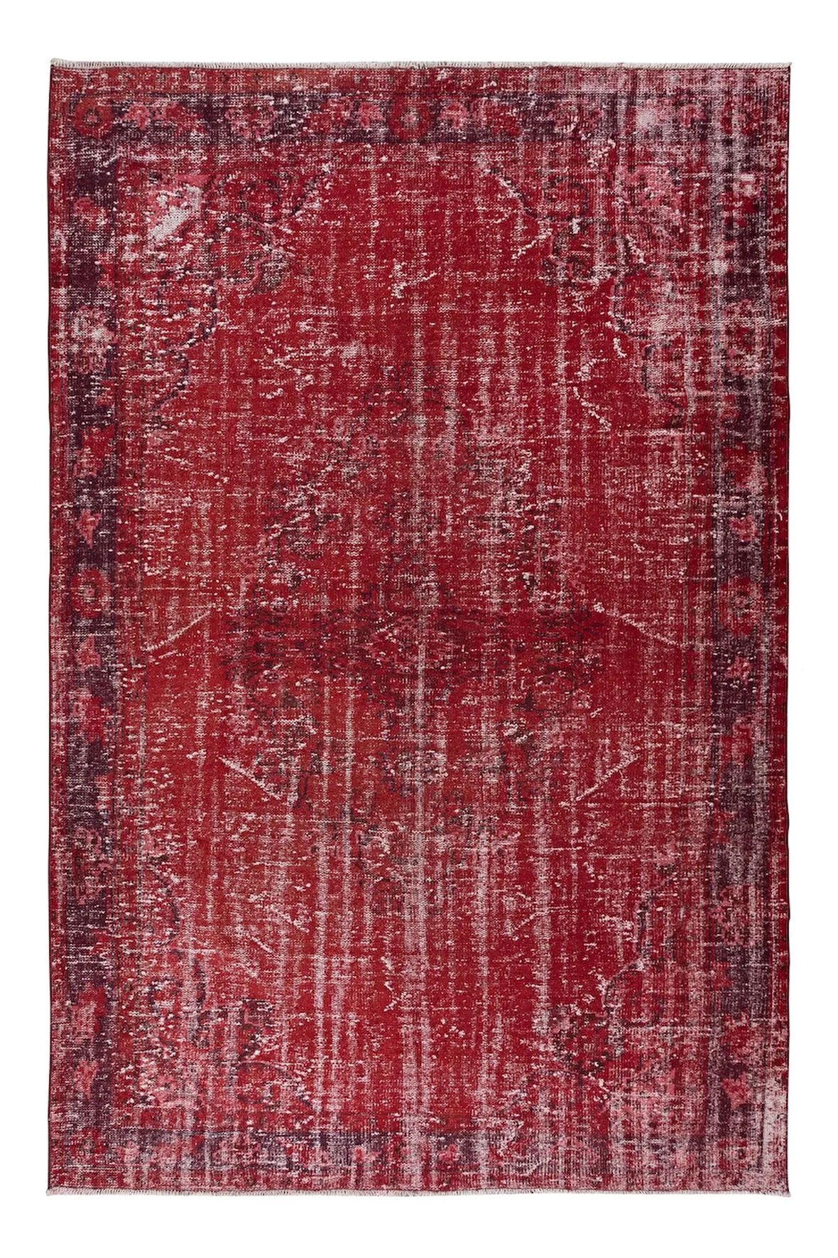 182x280 cm, Modern Ev Dekoru Halı, Kırmızı El Yapımı Halı, Geleneksel Yünlü Halı