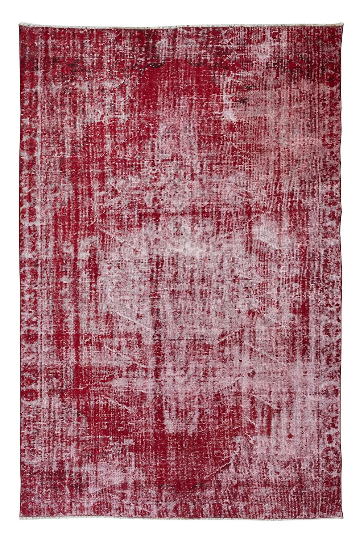 180x277 cm, Kırmızı Tonlarda El Dokuması Halı, Modern El Düğümlü Halı, Eski Türk Halısı