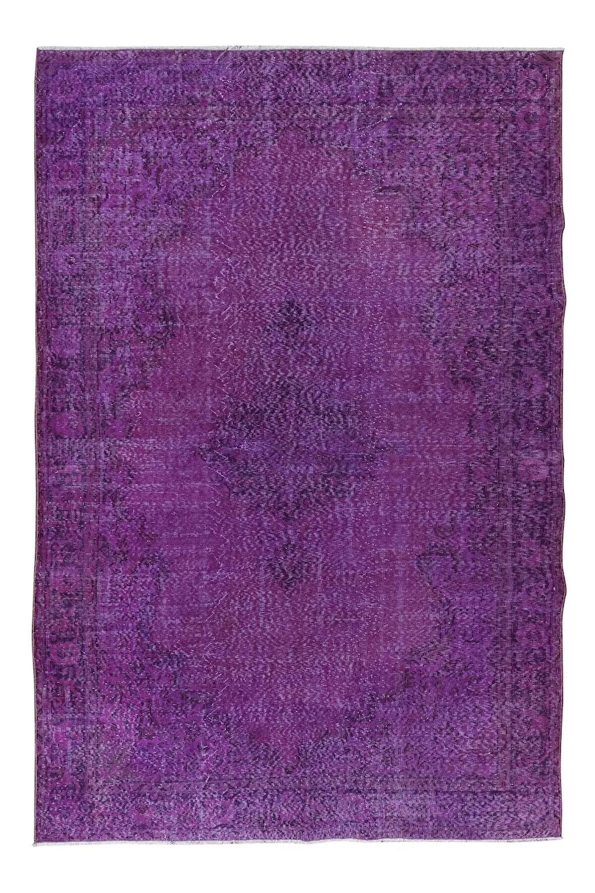 208x303 cm El Yapımı Mor Halı, El Dokuması Eski Halı, Modern Türk Halısı