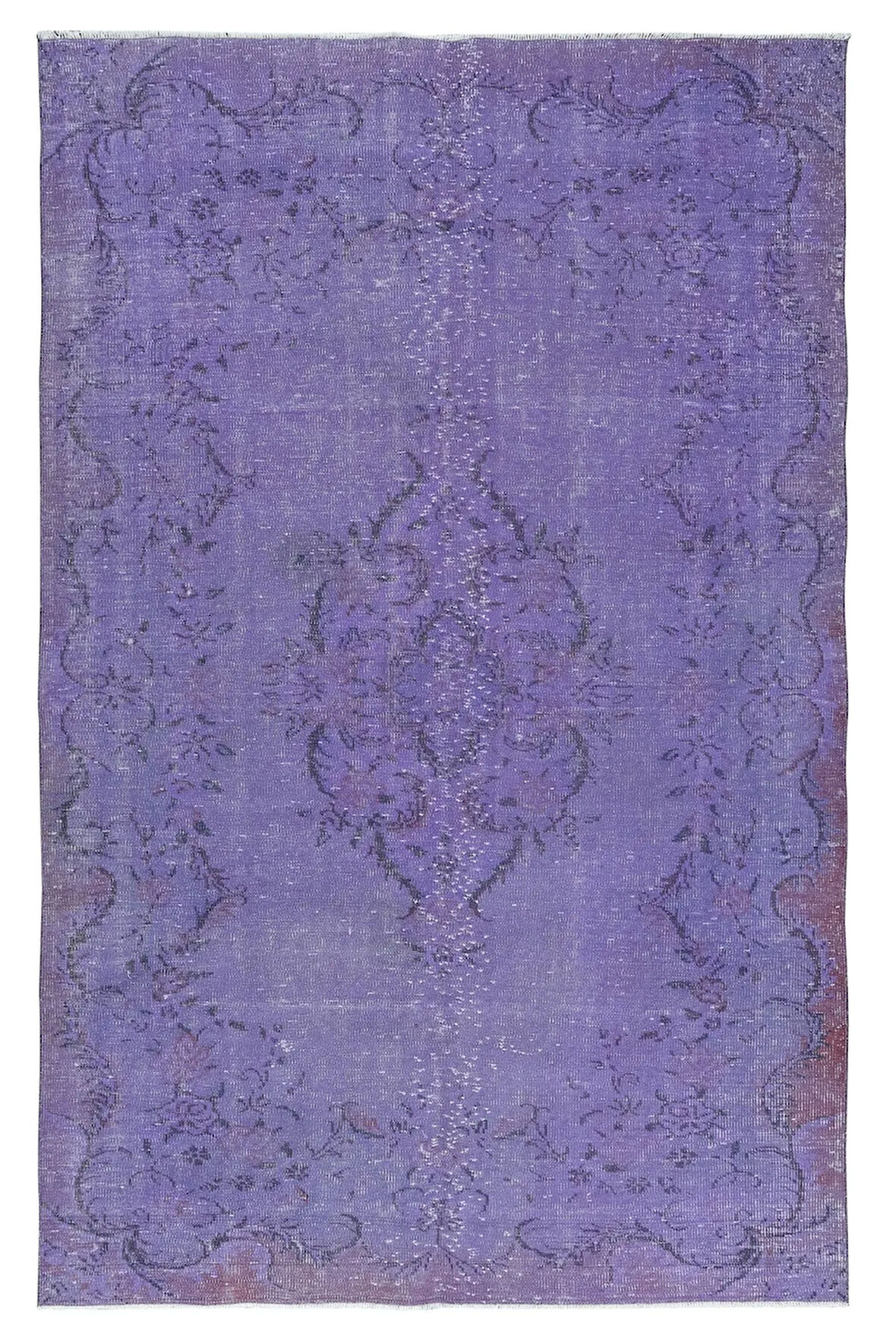187x294 cm Çağdaş El Yapımı Türk Halısı, Eski El Düğümlü Halı, Mor Ofis Halısı