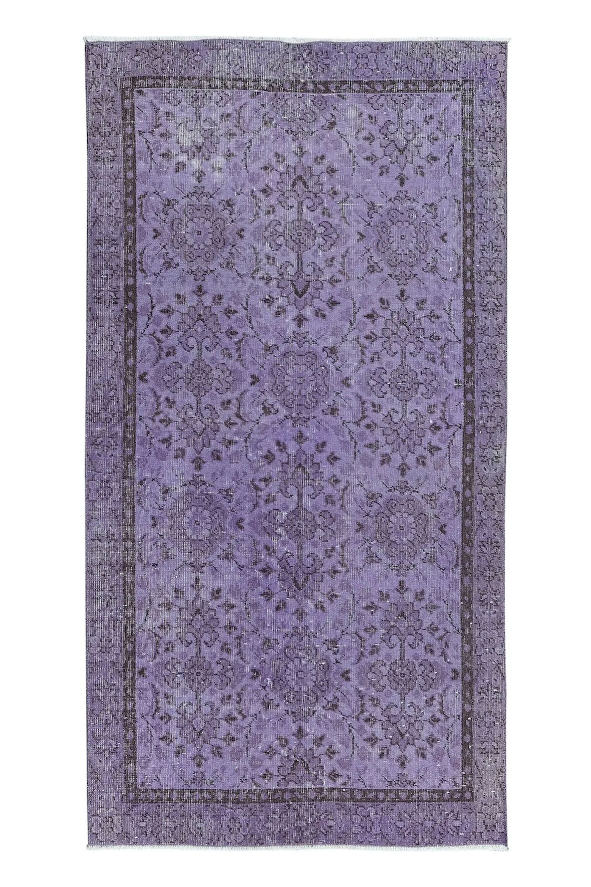 104x200 cm Çağdaş Yün ve Pamuklu Türk Halısı, El Yapımı Halı, Mor El Yapımı Halı