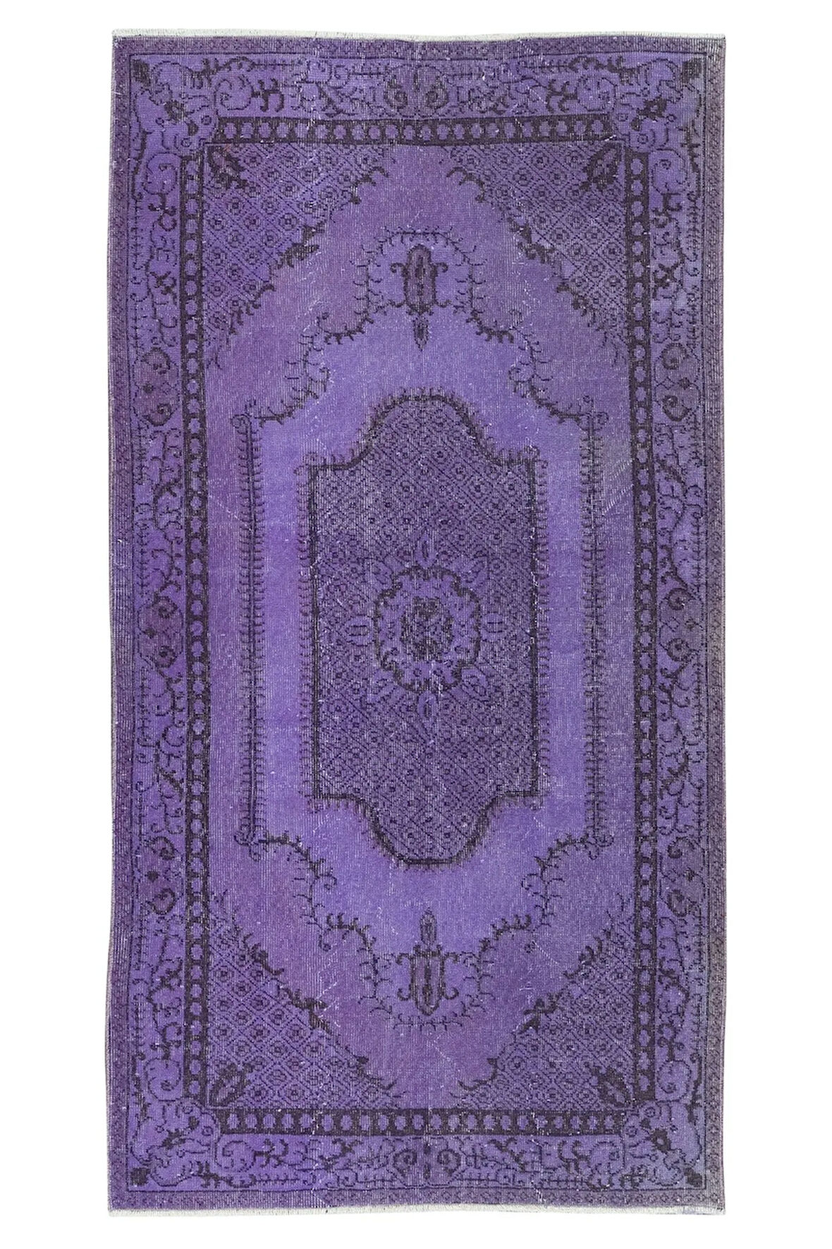 112x210 cm Modern Mor El Dokuması Yün ve Pamuklu Türk Halısı, Dekoratif Yer Örtüsü