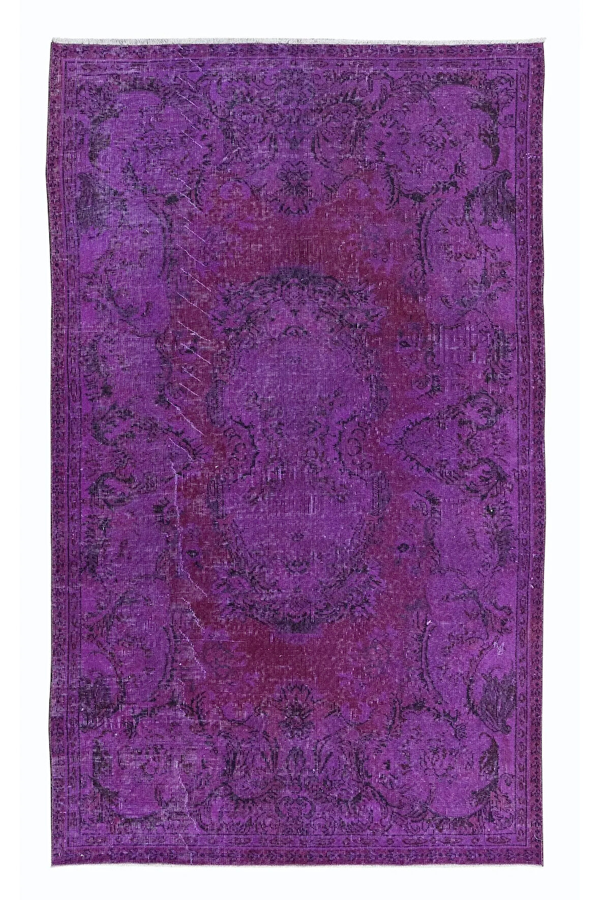 153x250 cm Mor Tonlarda El Dokuması Halı, Modern El Düğümlü Halı, Eski Türk Halısı