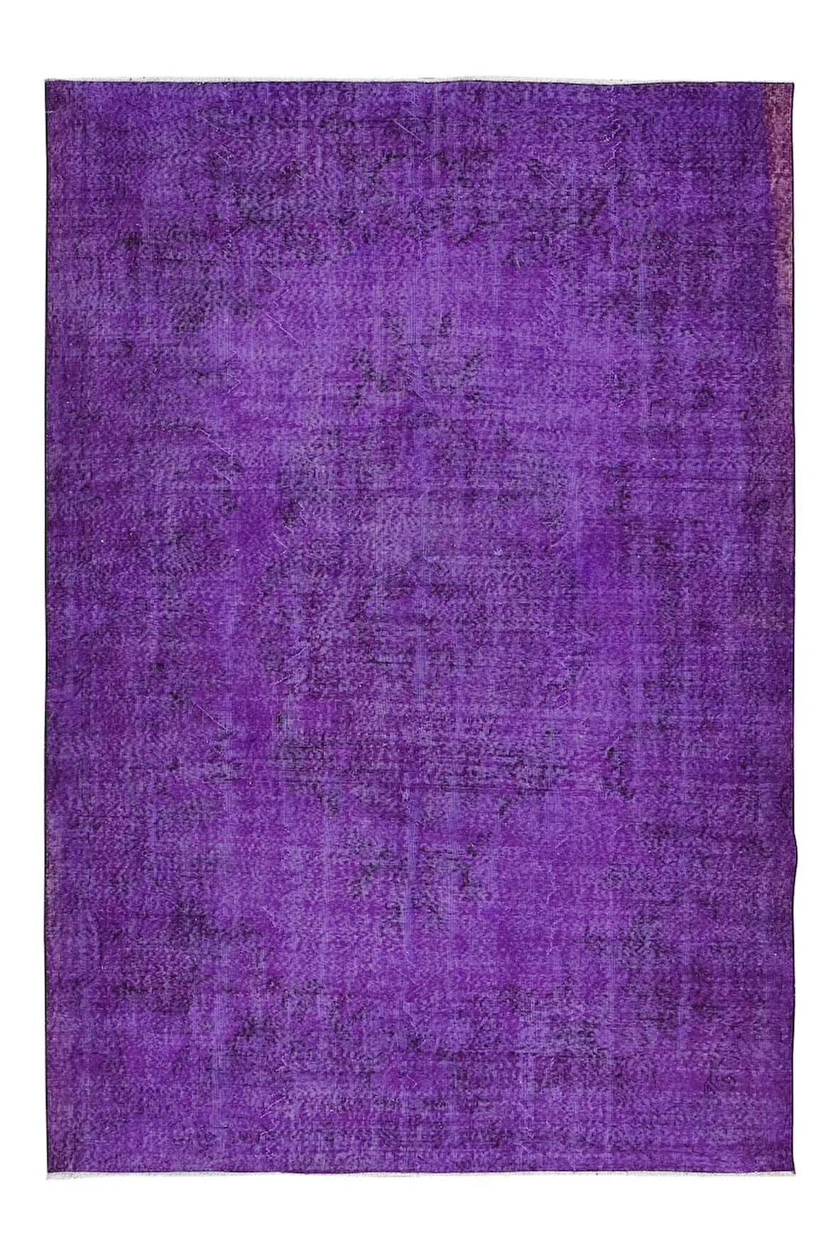 204x301 cm Ev Dekoru Mor Halı, El Dokuması Eski Halı, Yenilenmiş Türk Halısı