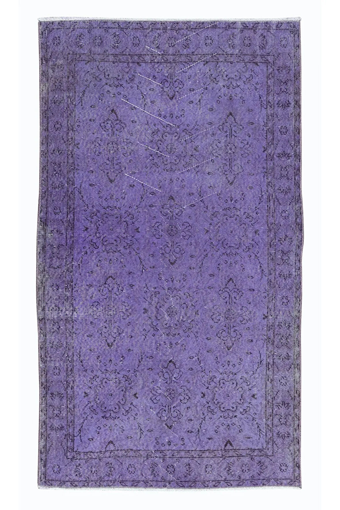 114x202 cm Mor El dokuması Halı, El Düğümlü Alan Halısı, Eski Türk Halısı