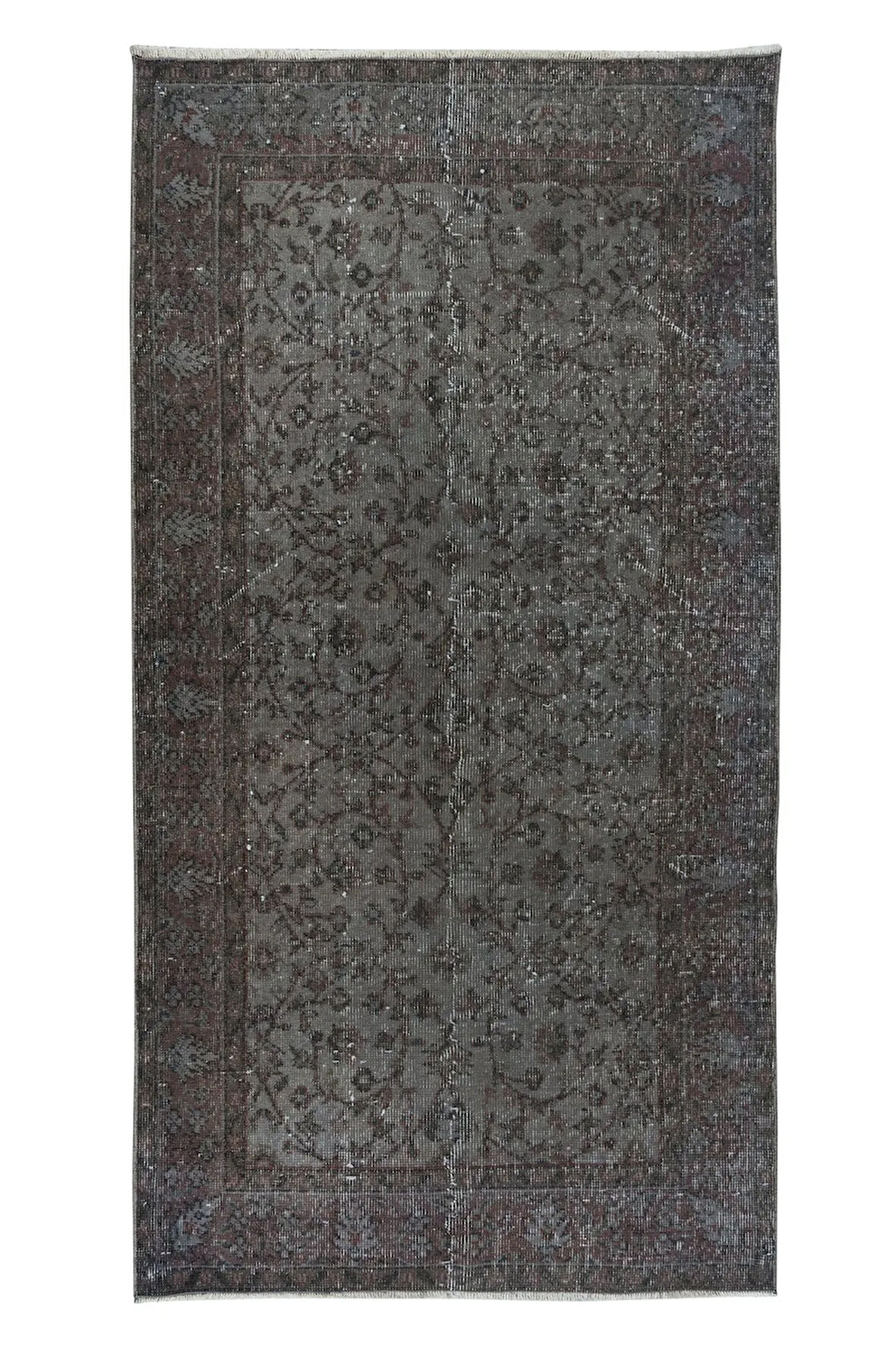 110x205 cm Geleneksel El Dokuması Gri Halı, Anadolu'dan Yünlü Halı, Modern Alan Halısı