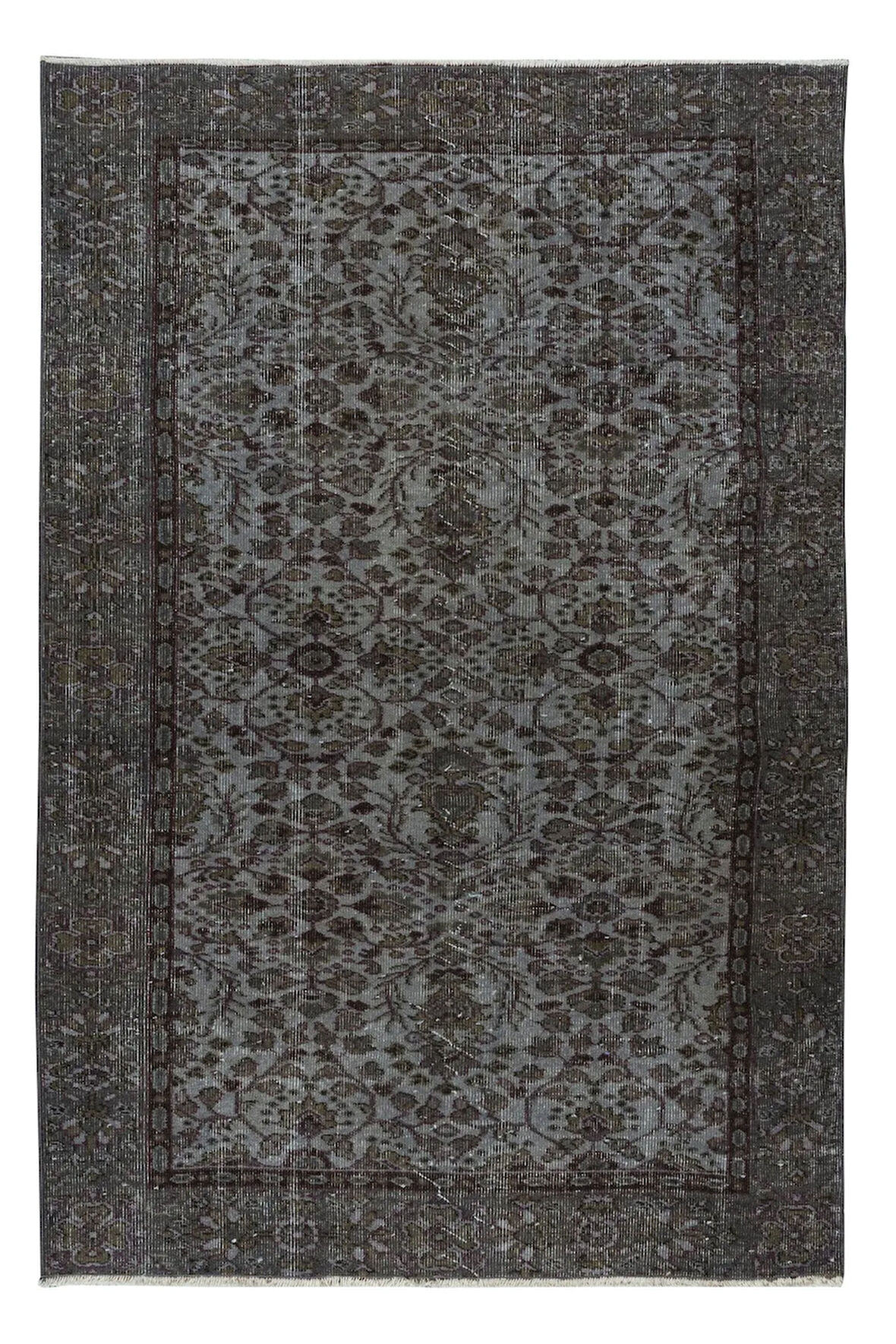 143x210 cm Gri Salon Halısı, El Dokuması Yünlü Türk Halısı, Pamuklu Alan Halısı