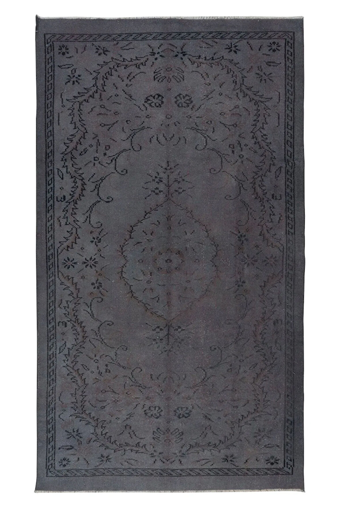 171x282 cm Eski El Yapımı Türk İşi Halı, El Dokuma Gri Halı