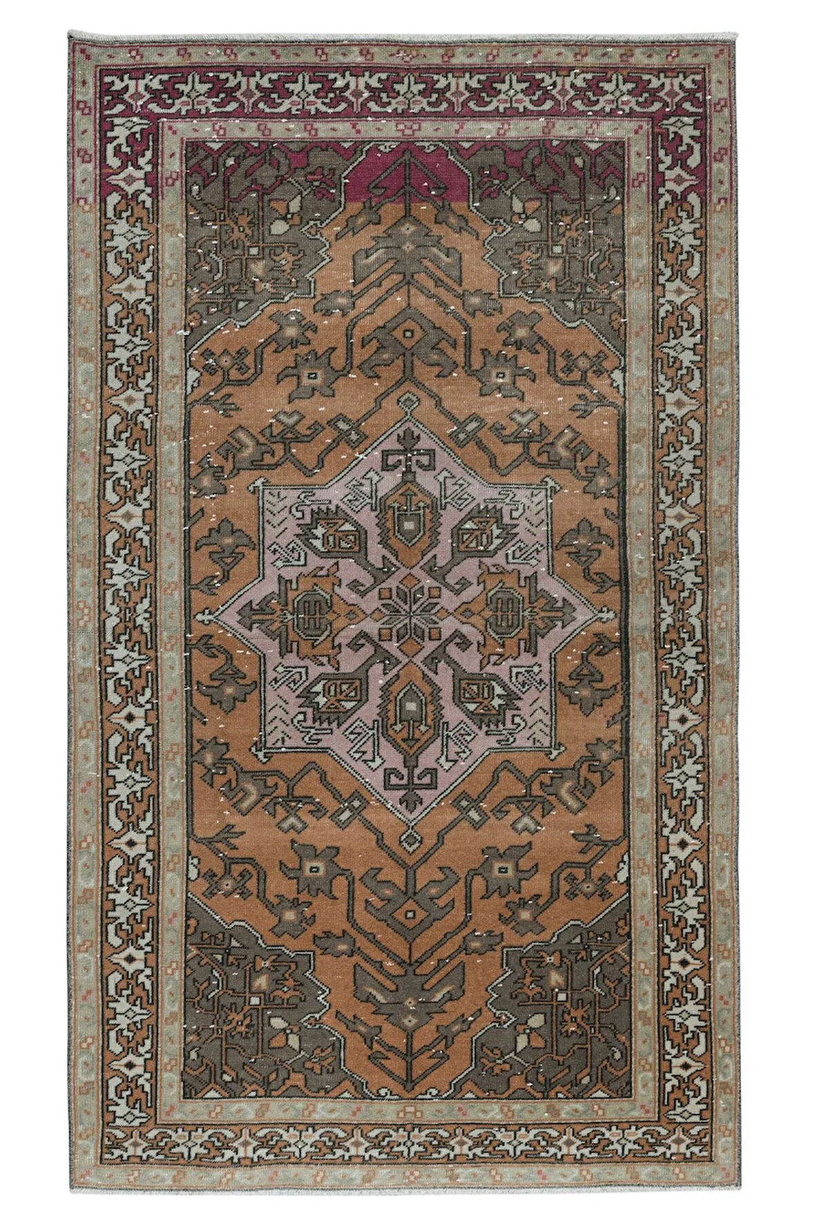 112x187 cm Türünün Tek örneği Eski Geleneksel Halı, El Yapımı Türk Halısı, Yaklaşık 1960'lardan