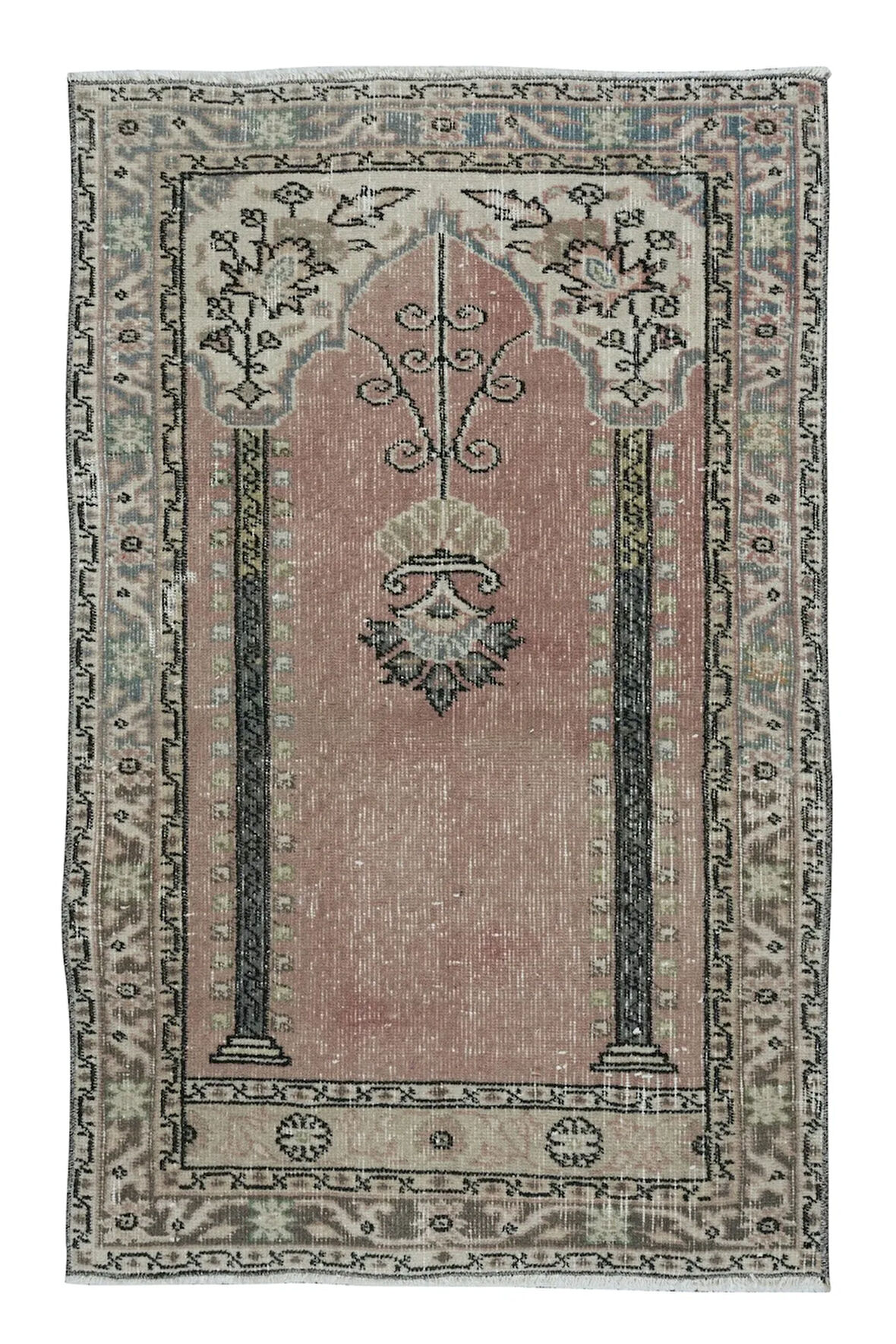 74x116 cm 20.Yüzyıl Ortası El Yapımı Küçük Halı, Eski Paspas Halı, Dekoratif Paspas