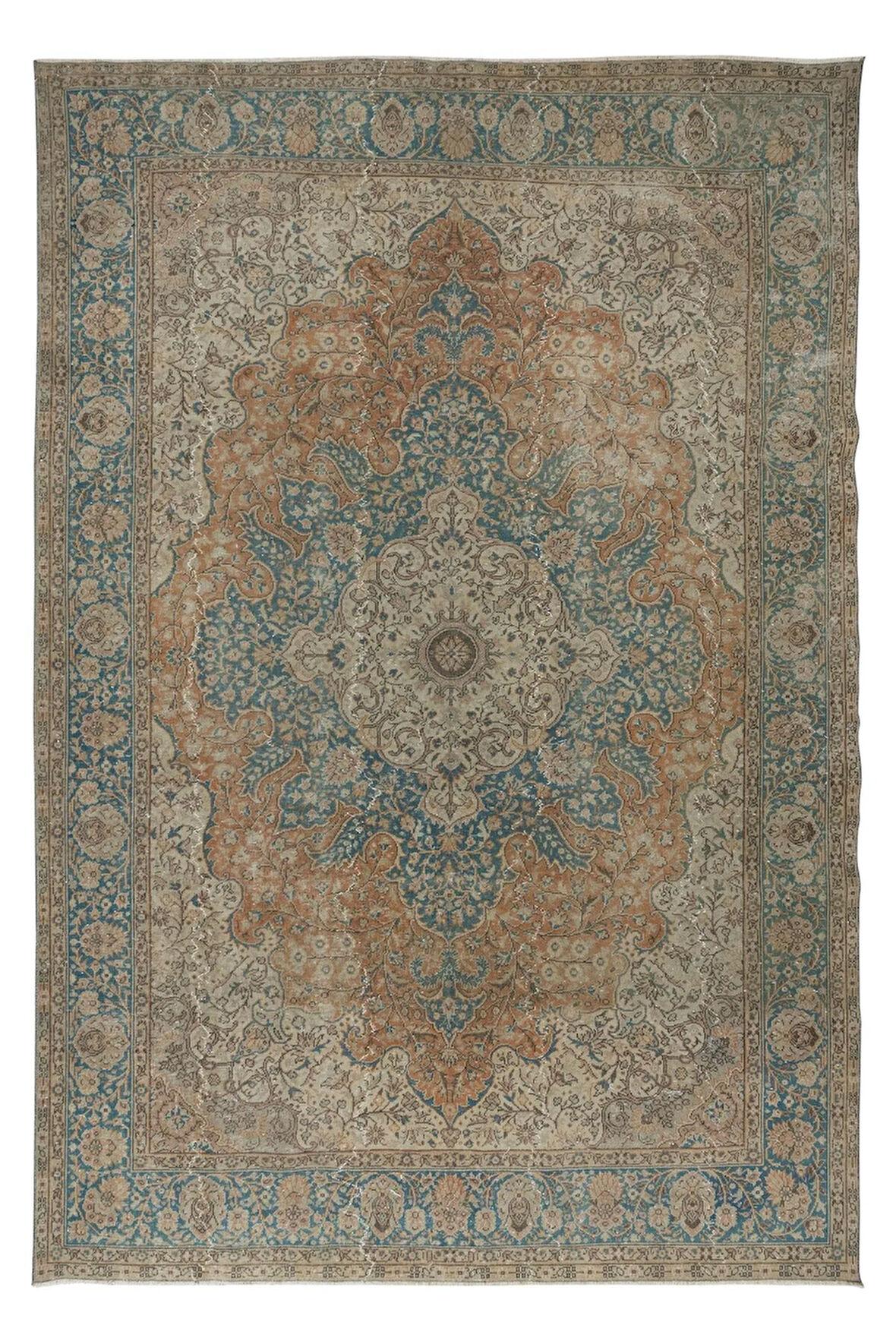 239x351 cm Benzersiz Eski Halı, Madalyonlu El Yapımı Türk Halı
