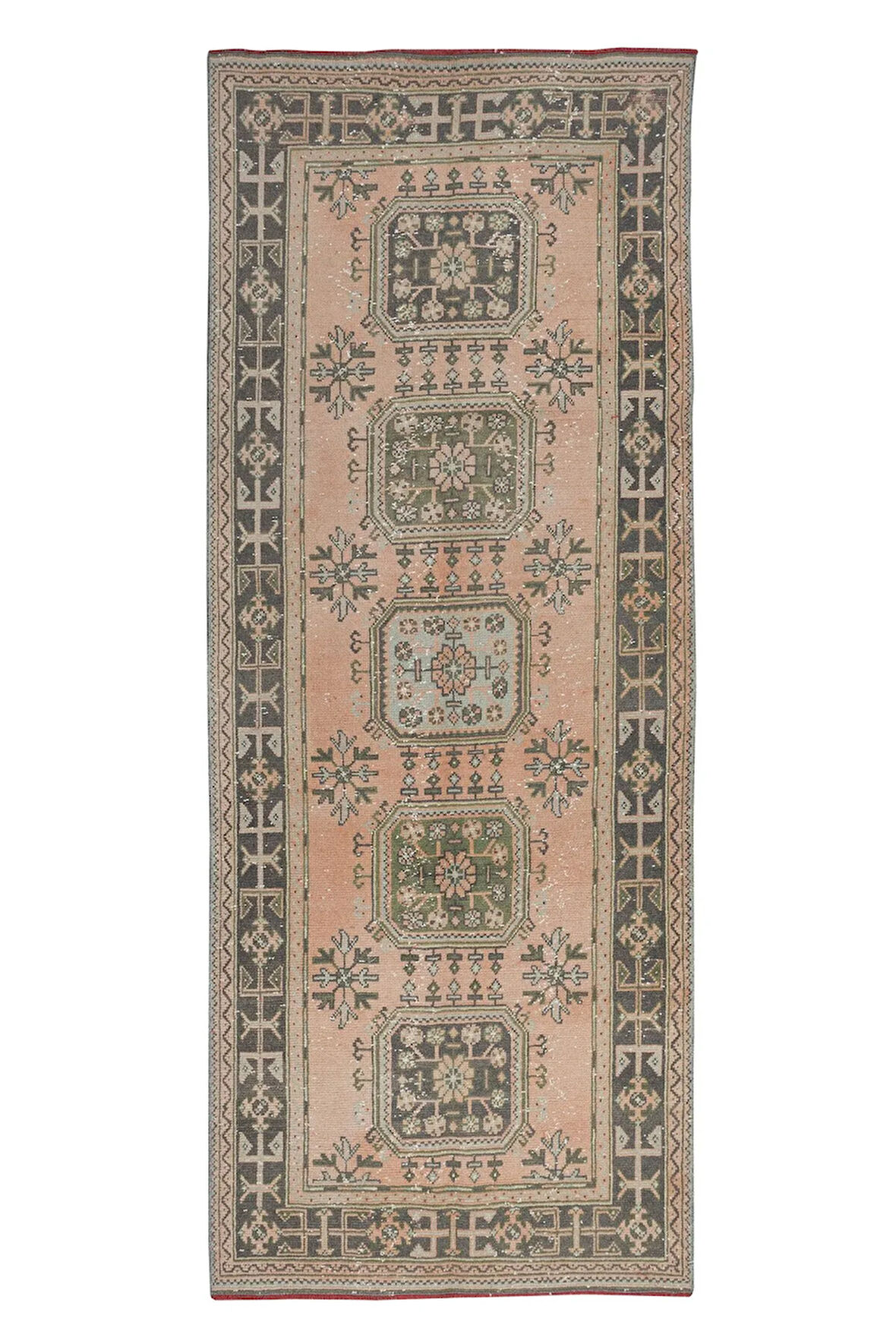 136x336 cm Koridor Dekoru için El Düğümlü Yolluk Halısı, Eski Anadolu Koridor Halısı