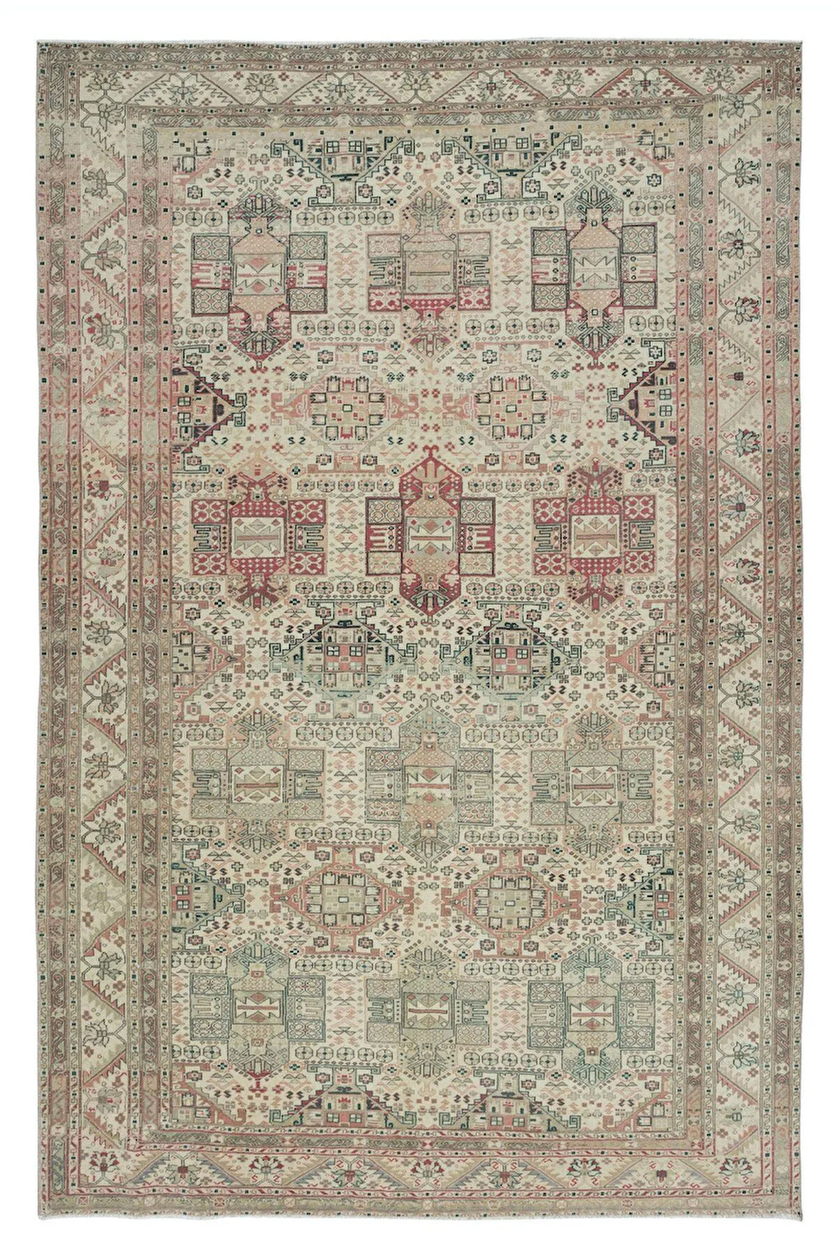 193x295 cm Rustik ve Çiftlik Evi Dekoru için Geleneksel Eski El Yapımı Türk Halısı