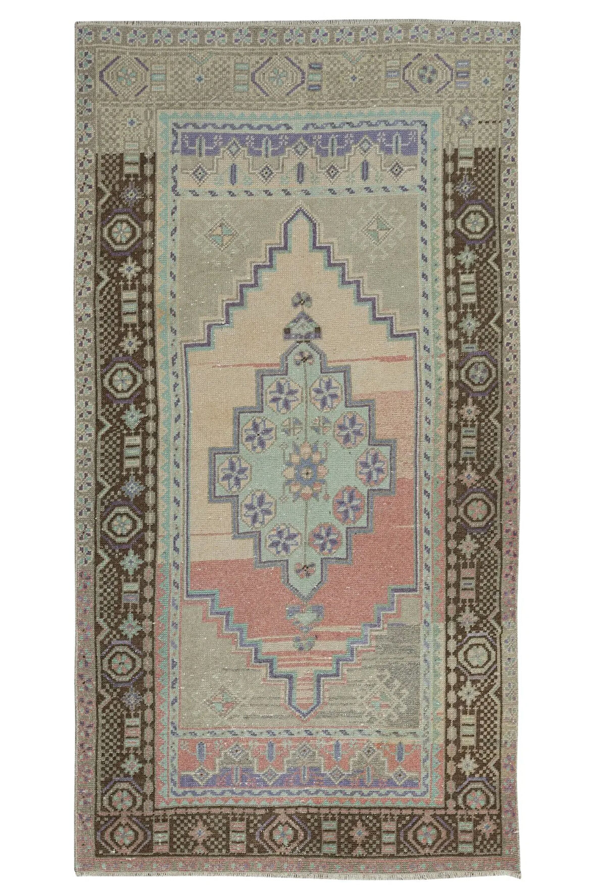 106x197 cm El Düğümlü Eşsiz Halı, Eski Türk Köy Halısı, %100 Yün