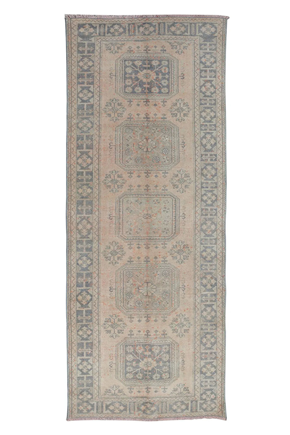 140x340 cm El Yapımı Türk Koridor Yolluğu, Eski Koridor Halısı, Merdiven Halısı
