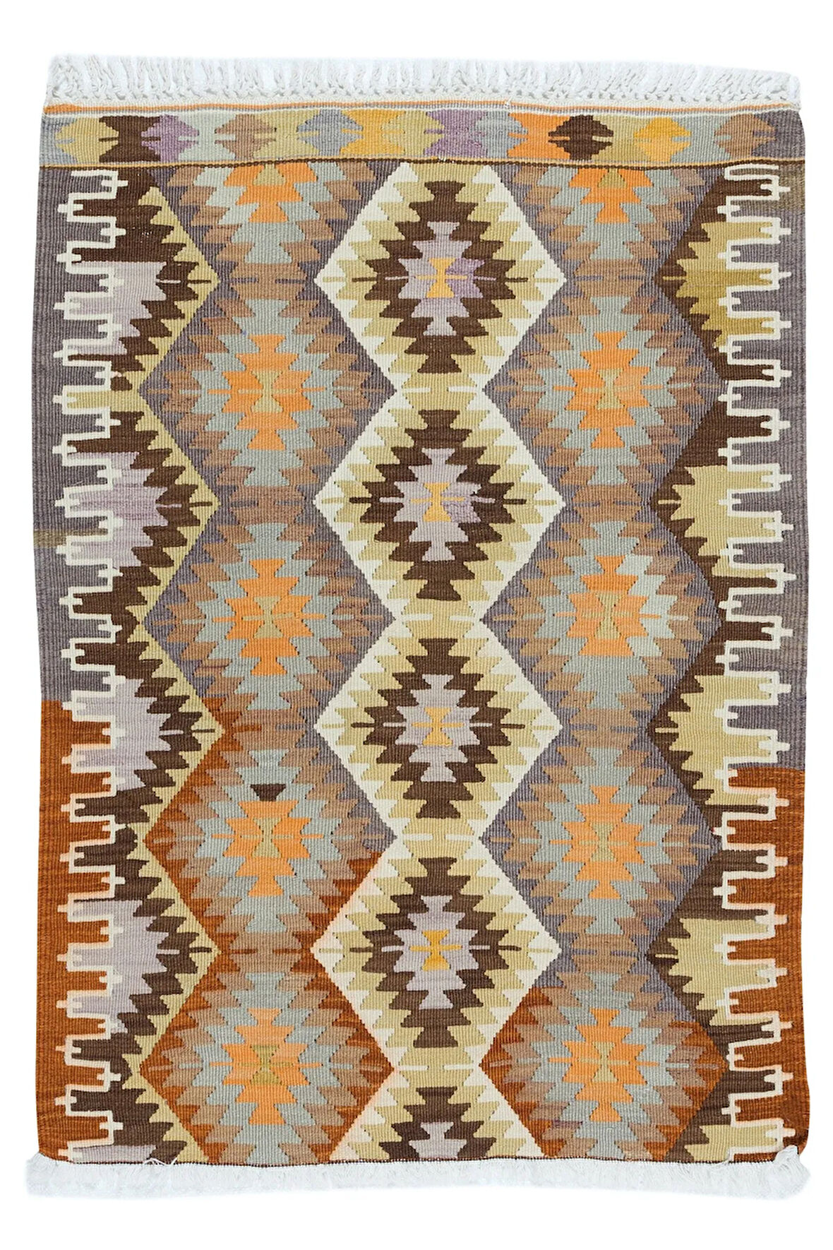 85x114 cm El Dokuma Anadolu Kilimi, %100 Yünden Yapılmıştır, Eski Çok Renkli  Halı