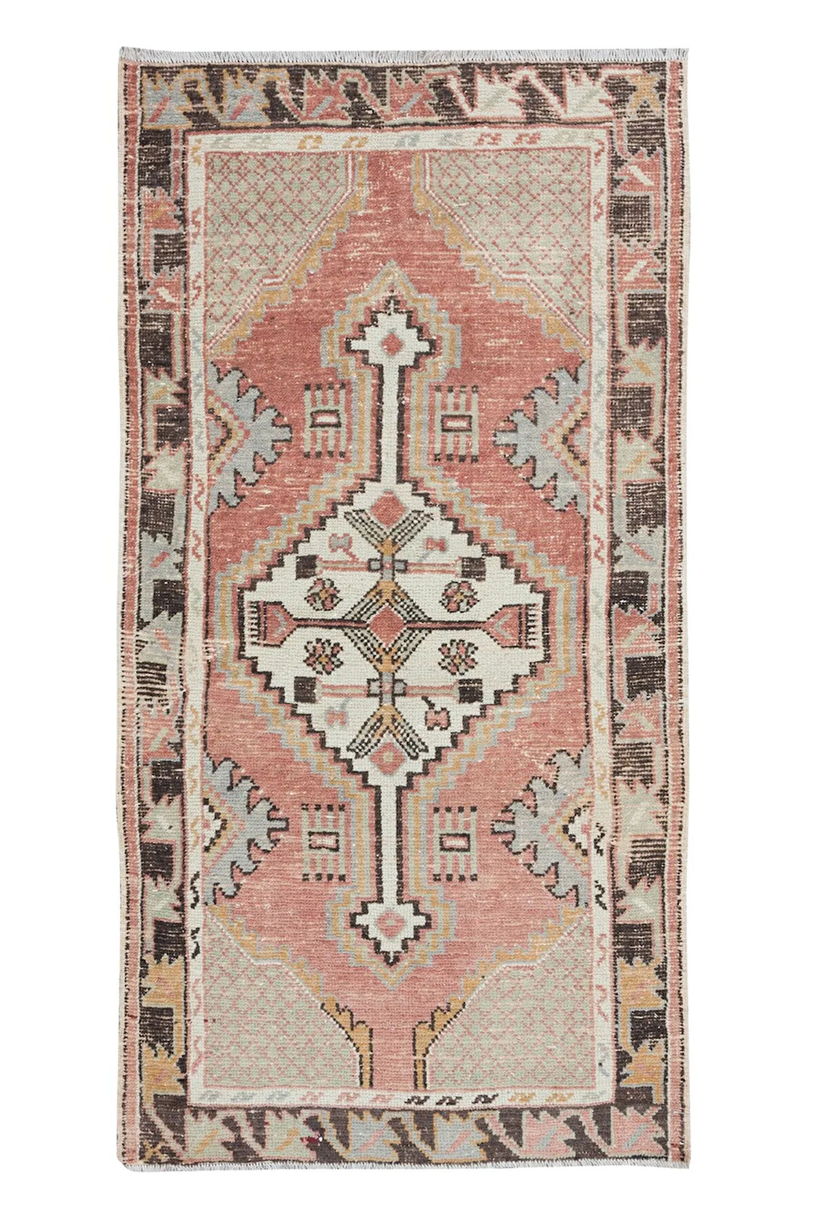 73x145 cm 20.Yüzyıl Ortası Küçük Türk Halısı, El Düğümlü Halı, Dekoratif Paspas