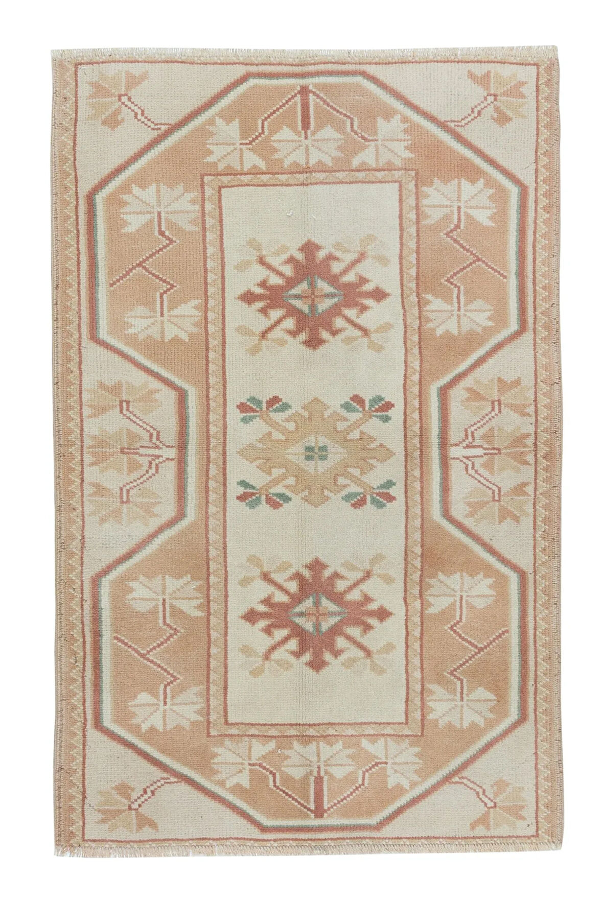 80x120 cm Eski Geometrik Küçük Halı, El Yapımı Vurgulu Halı, Türk Paspası