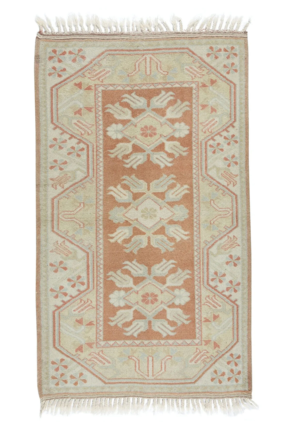 81x131 cm Eski El Yapımı "Güneşte Soldurulmuş" Milas Küçük Yünlü Halı