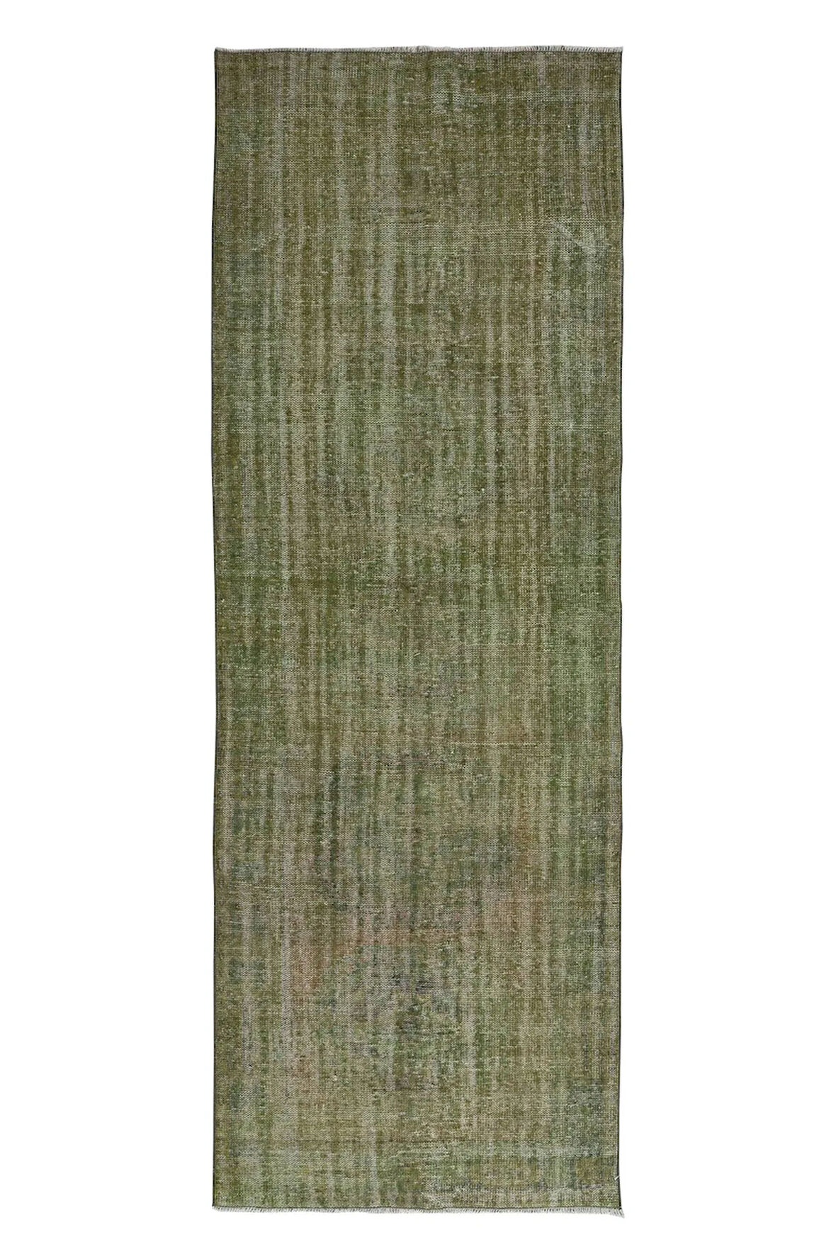 125x348 cm Yeşil El Dokuması Yolluk Halı, Mutfak Halısı, Eski Koridor Halısı