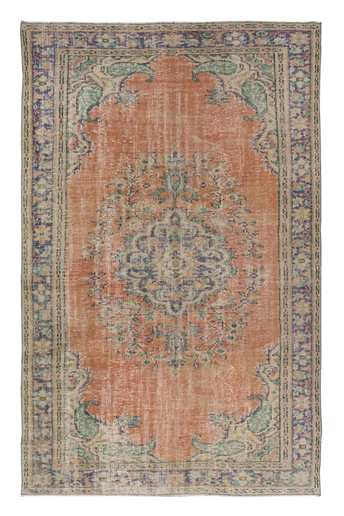 175x283 cm Eski Geleneksel El Yapımı Türk Halısı, Yünlü El Düğümlü Halı