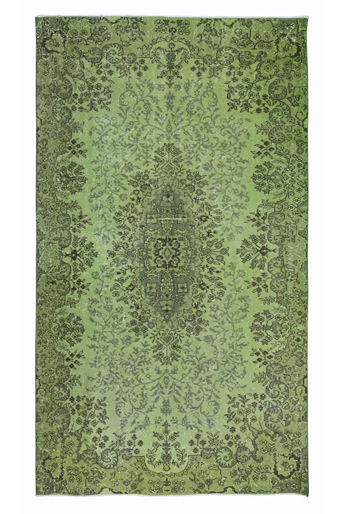 160x270 cm Geleneksel El Dokuması Yeşil Halı, Anadolu'dan Yünlü Halı, Modern Alan Halısı