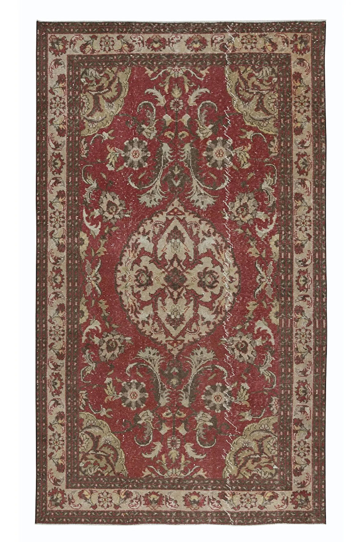 159x272 cm Oturma Odası Dekoru için Eski Türk Köy Halısı, El Yapımı Oda Boyutunda Yünlü Halı