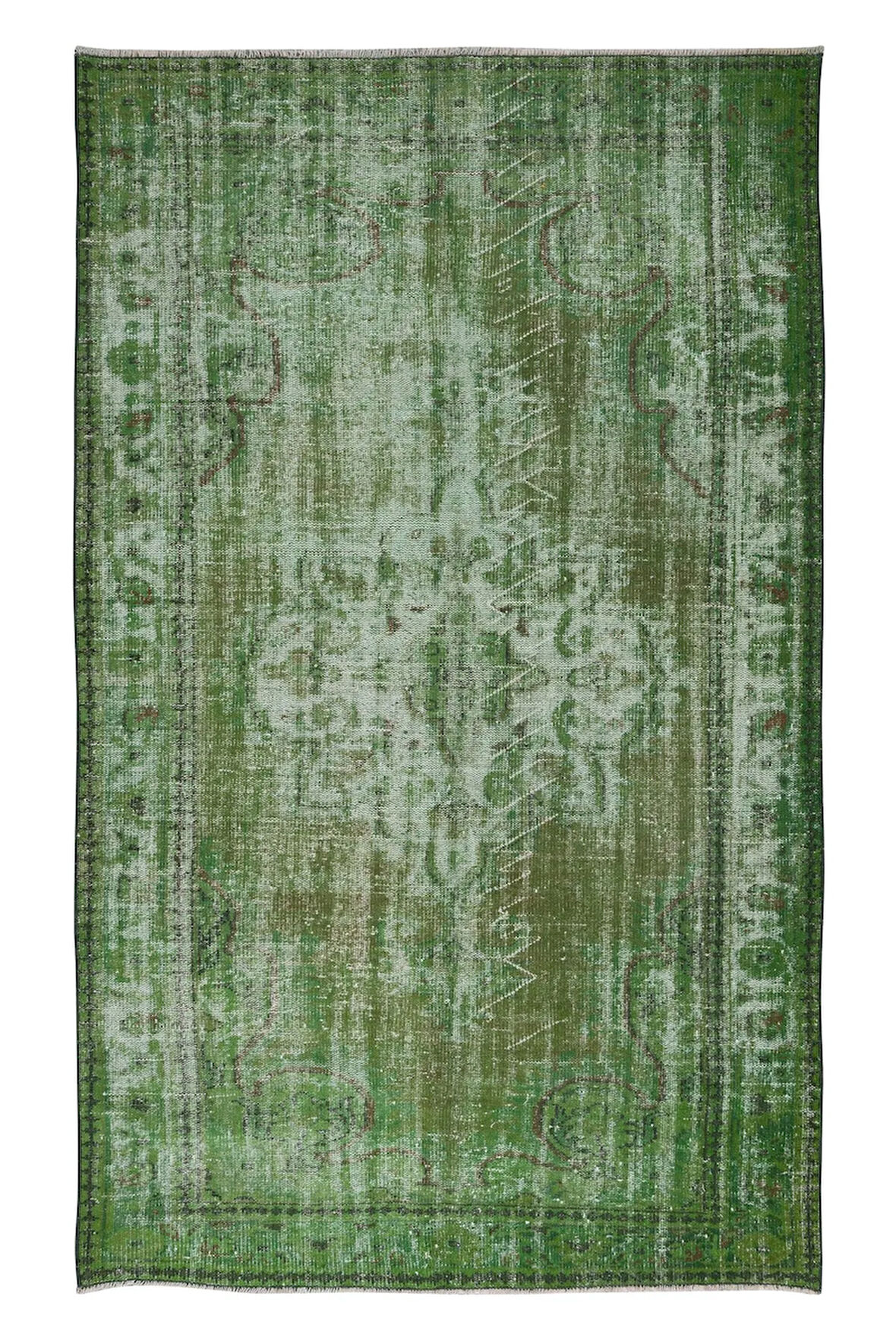 165x272 cm Modern Ev Dekoru Halı, Yeşil El Yapımı Halı, Geleneksel Yünlü Halı