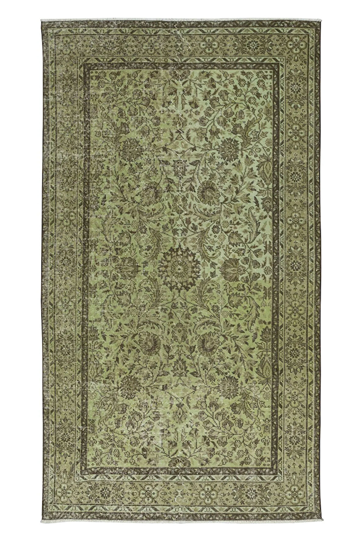 172x292 cm Modern Ev ve Ofis Dekoru için Yeşil Halı, El Yapımı Anadolu Halı