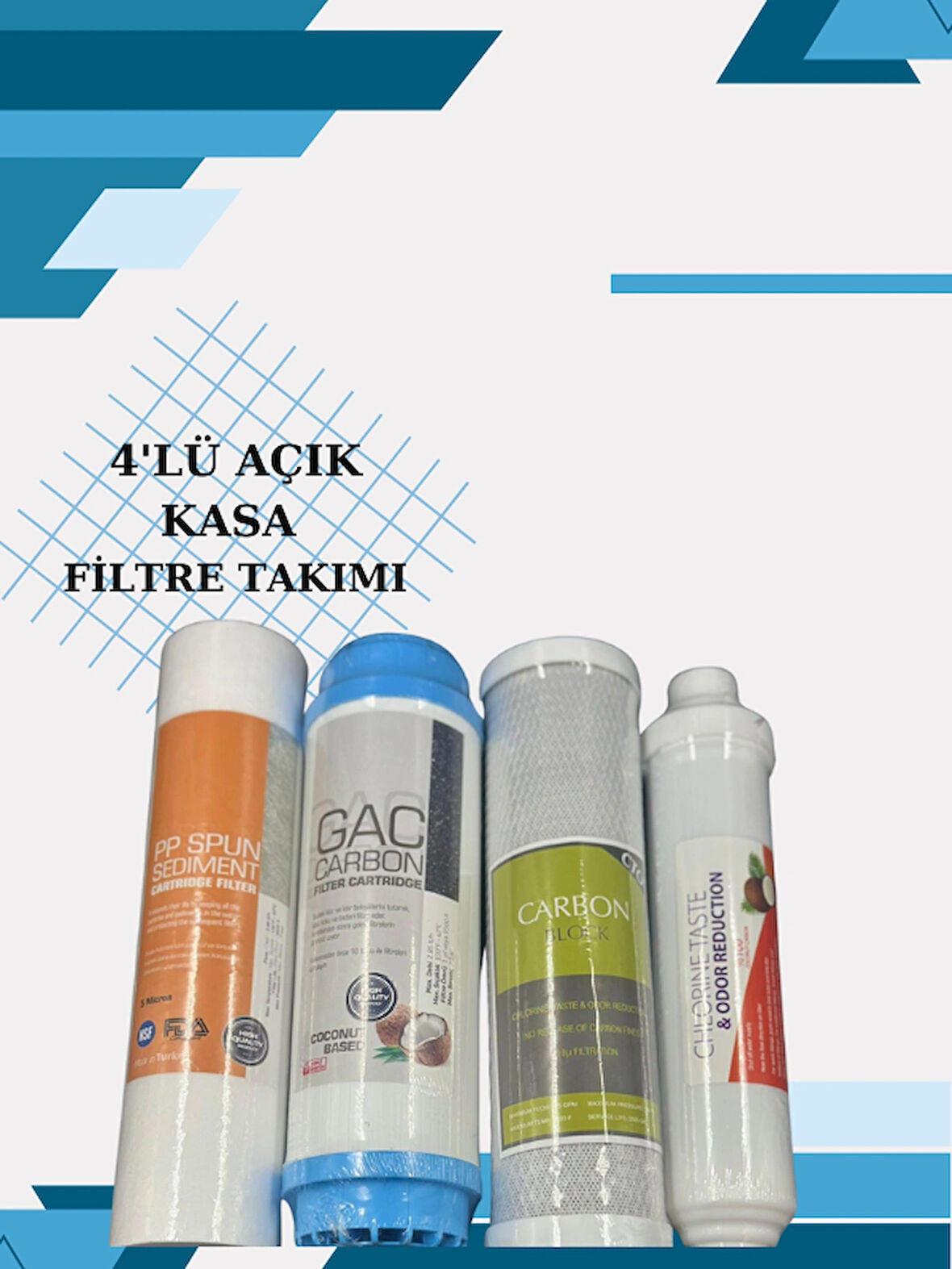 Açık Kasa Su Arıtma Cihazı Filtre Seti, Tatlandırıcı Filtre 4'lü(SET)