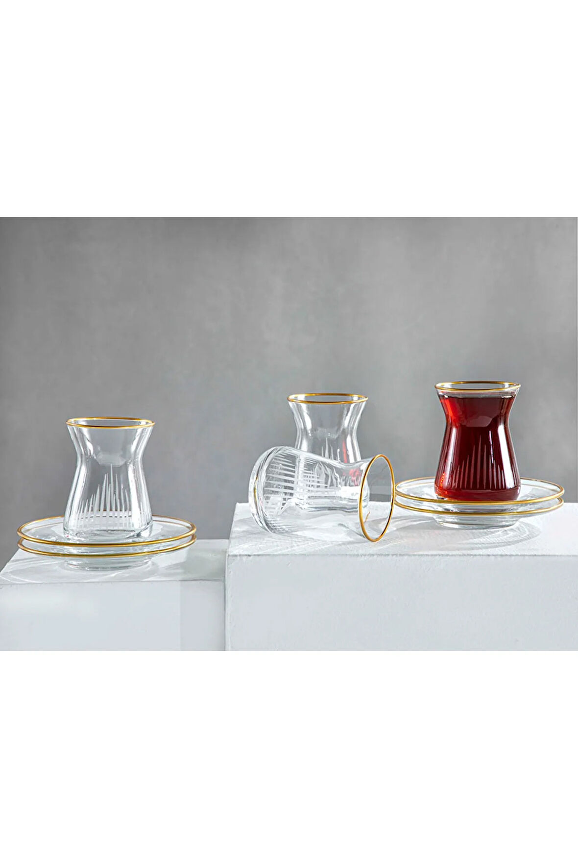 Zett Cam 4'lü Çay Seti 130 Ml Gold