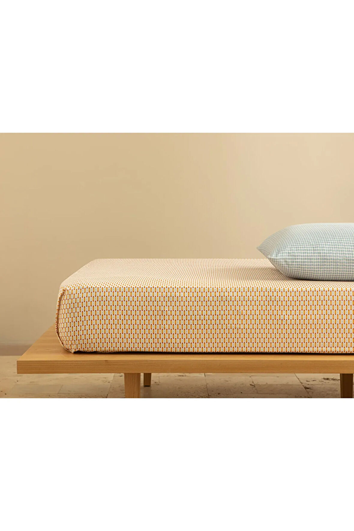 Diamond Stripe Kolay Ütülenir Tek Kişilik Çarşaf 160x240 Cm Sarı