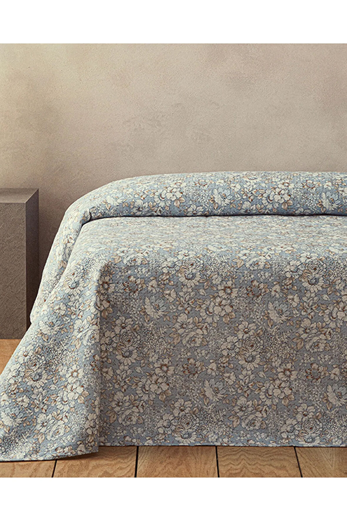 Dreamy Blassom Baskılı Tek Kişilik Pike Açık Mavi