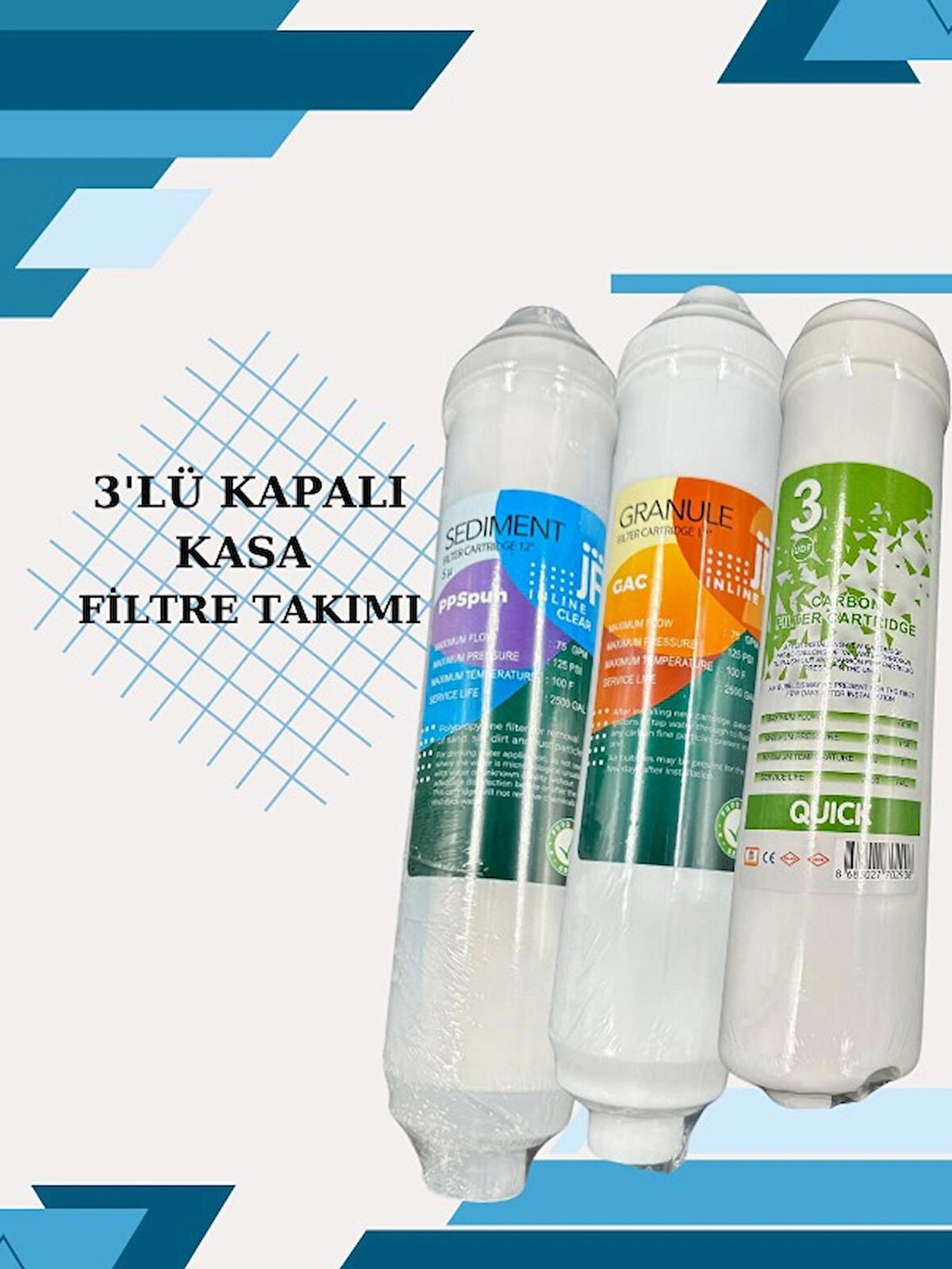 Kapalı Kasa Su Arıtma Cihazı Filtre Seti, (3'LÜ SET)