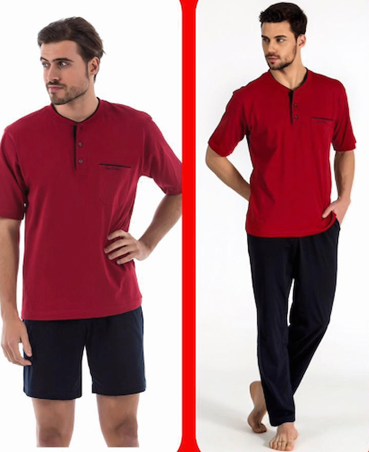 Pierre Cardin 5370 Bordo 3 Lü Pijama Şort Takım