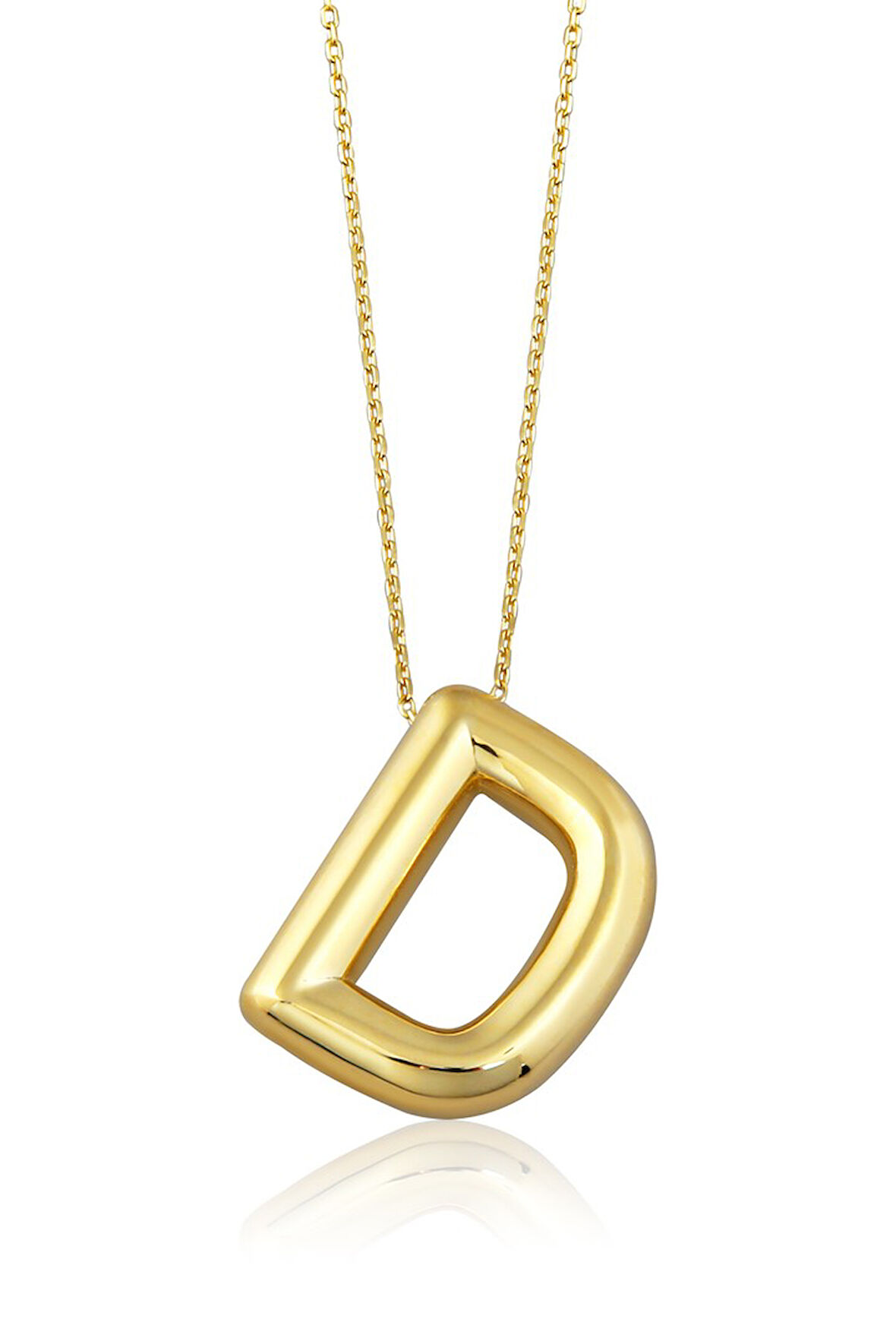 14 Ayar Altın Sade Balon Harf Kolye(D)