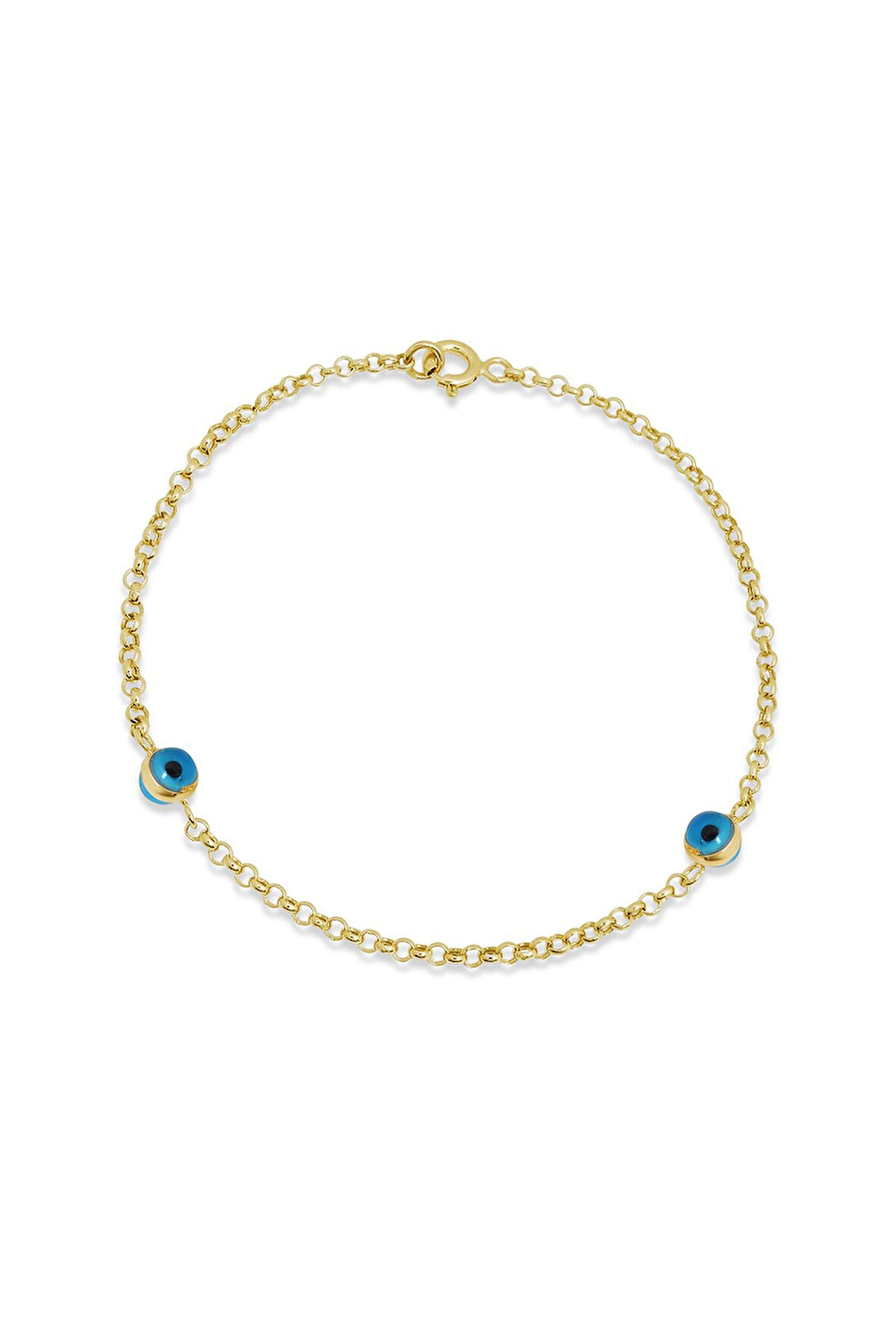 14 Ayar Altın Doç Zincirli Çift Gözlü Bileklik