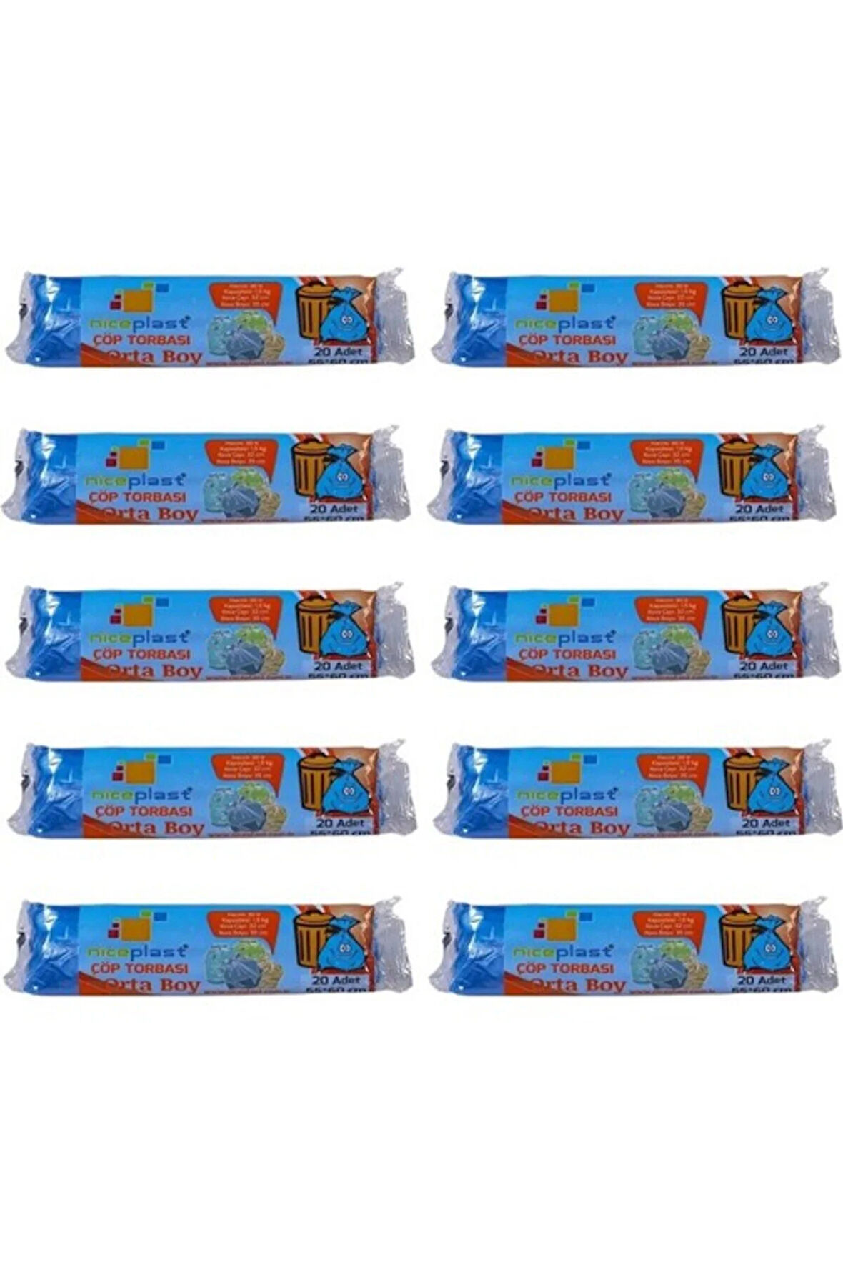 Niceplast Orta Boy Çöp Poşeti 55*60 10 Lu