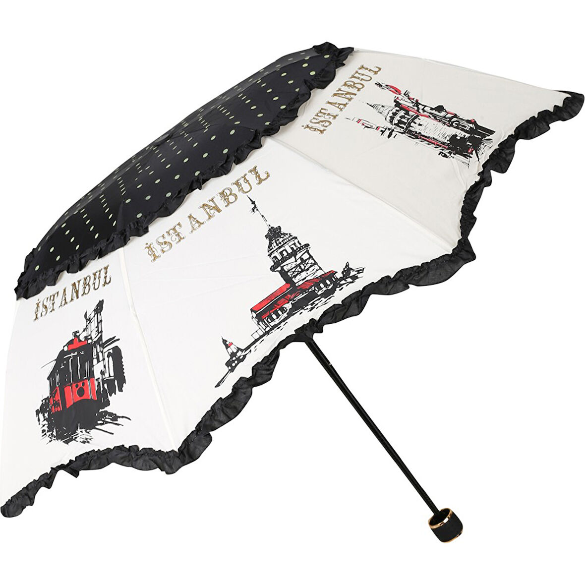 Marlux Kadın Siyah Beyaz Şemsiye