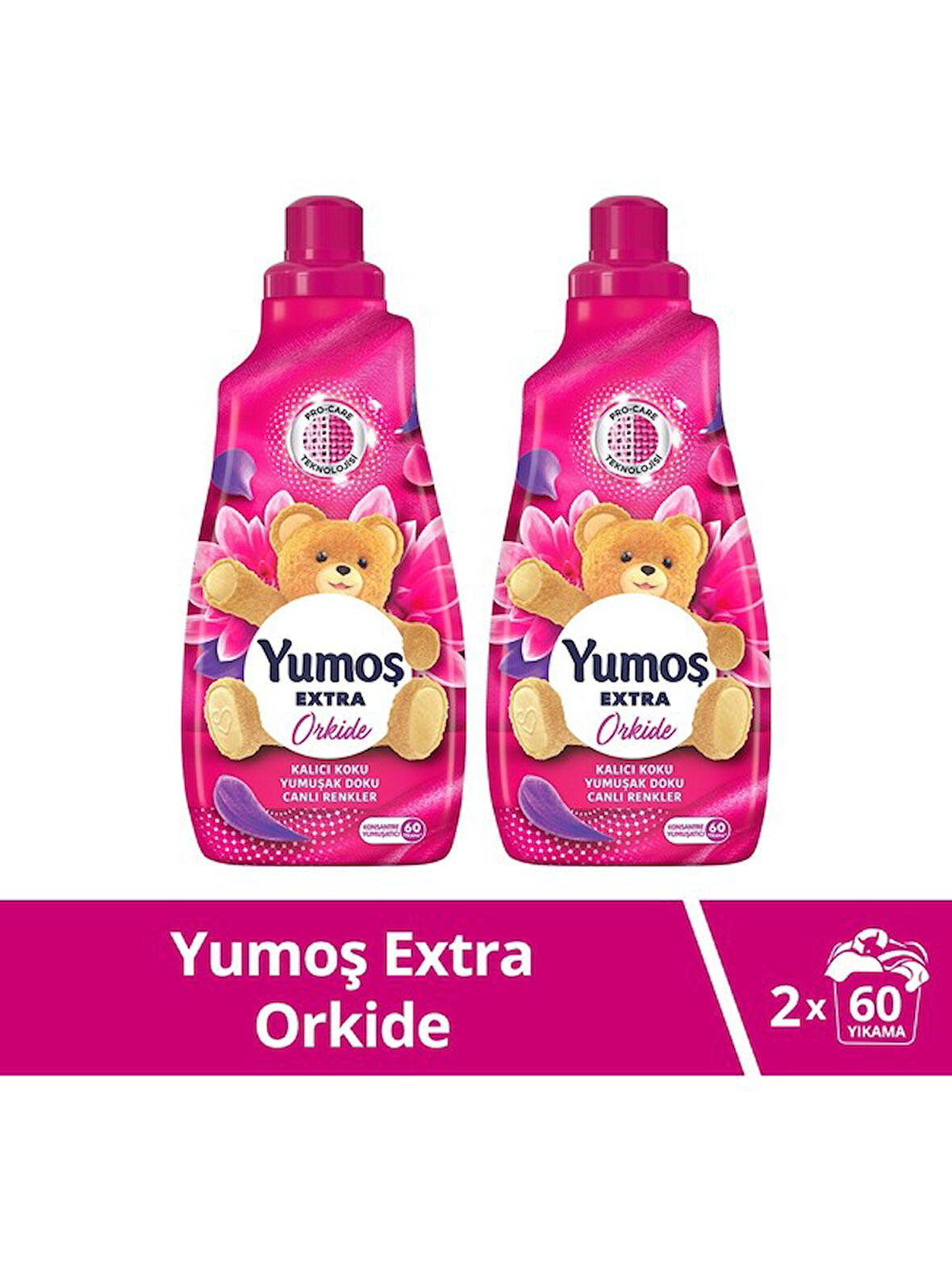 Extra Orkide Konsantre Çamaşır Yumuşatıcı 1440 ml 60 Yıkama X2