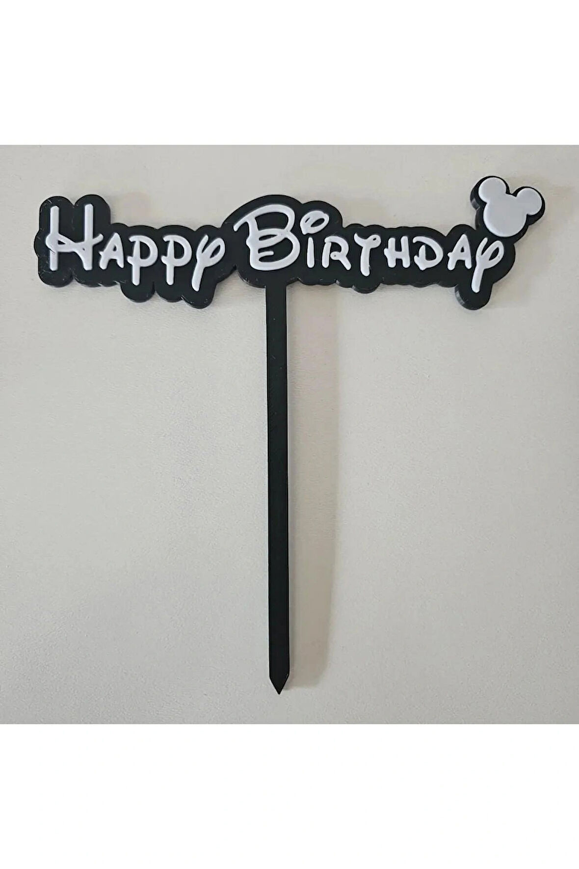 Cosmos Craft Mickey Mouse Tasarımlı Happy Birthday Pasta Süsü,siyah-beyaz,plastik