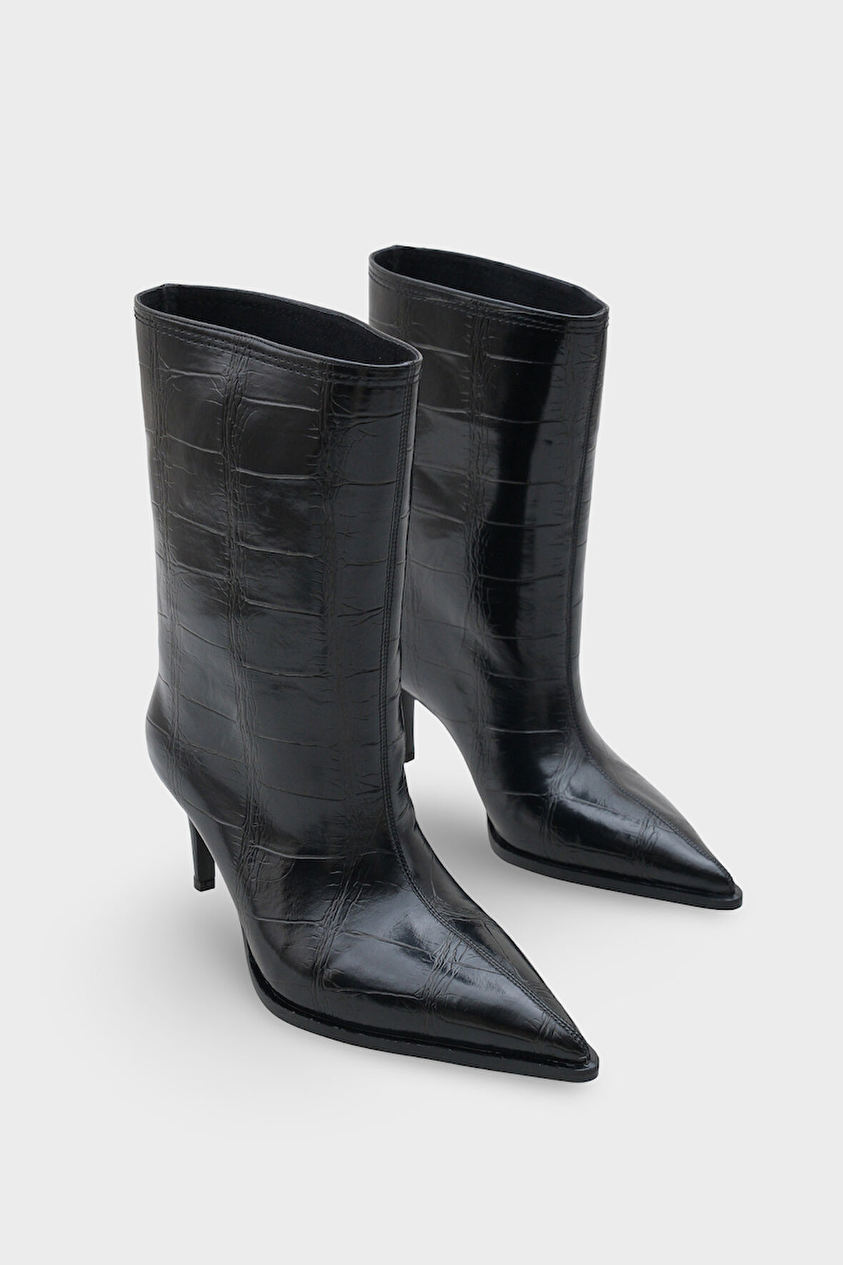 Kadın Sivri Burun Yılan Desenli Günlük Topuklu Bot Kyra 